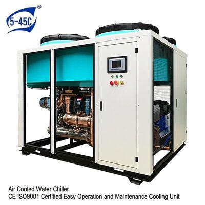 نطاق درجة الحرارة المحيطة 5-45C جهاز تبريد المياه المبرد بالهواء CE ISO9001 معتمد وحدة تبريد سهلة التشغيل والصيانة