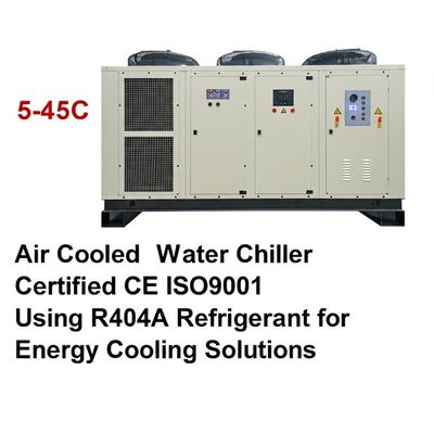 نطاق درجة الحرارة المحيطة 5-45C المبردة بالهواء المبردة بالماء معتمدة CE ISO9001 باستخدام R404A المبرد لحلول تبريد الطاقة
